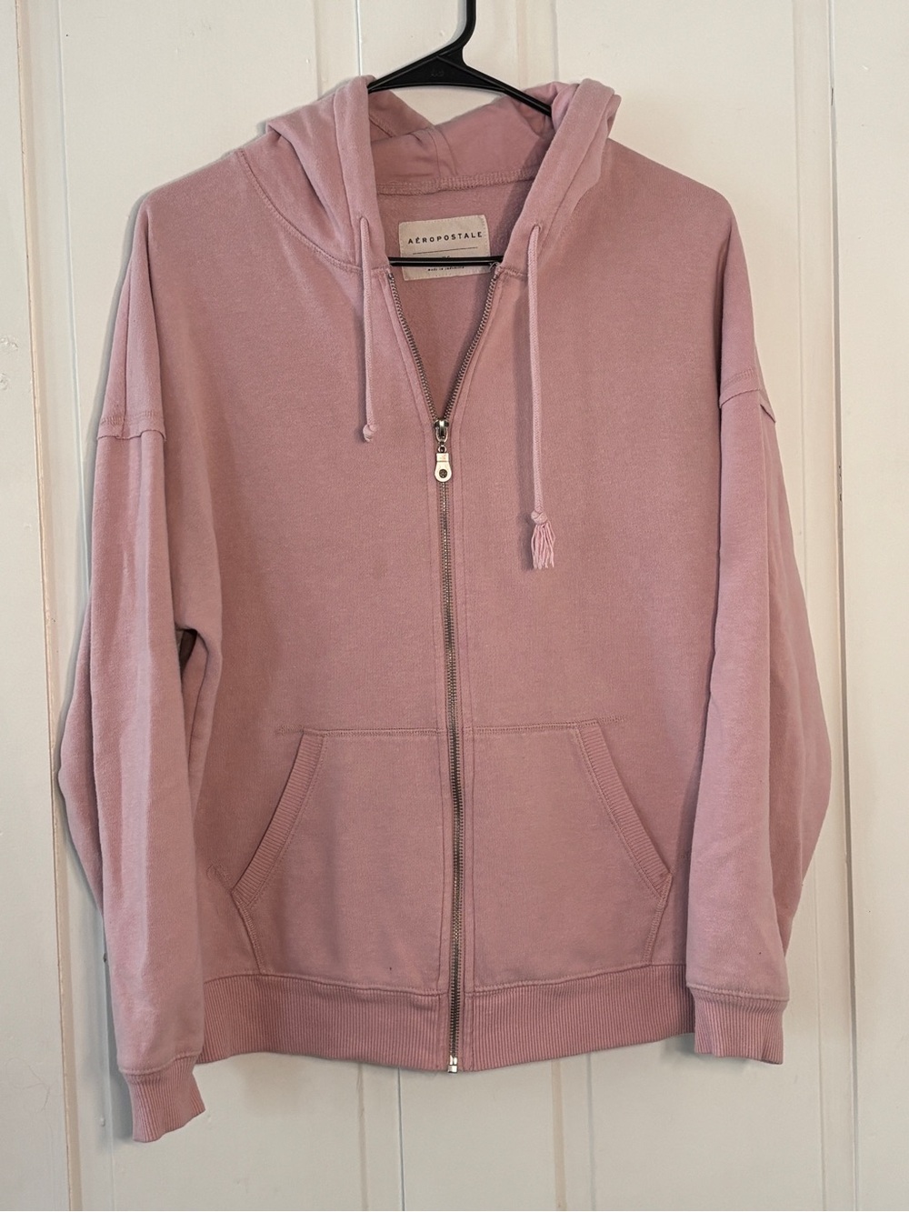 Aeropostale Basic Full Zip Sweatshirt Dusty Rose Drawstring Hoodie Preppy Cute